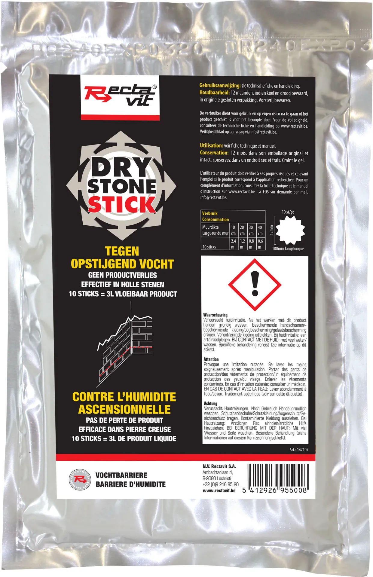 [SRE147107] RECTAVIT DRYSTONE STICK 10ST/PAK