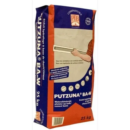 [SVE0390100010] P.T.B. PUTZUNA BA-W WATERVASTE PLEISTER KALK/CEMENT BASIS GRIJS 25KG   *OB*