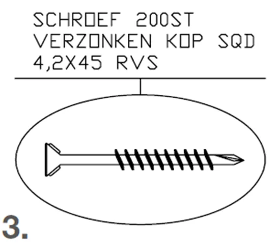 [DET4043353] CEDRAL SCHROEF RVS INOX * 4,00X45 250ST