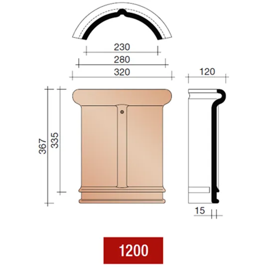 [DKO12840365] KOR. STORMPAN 44/993/401/451   ROOD (600)  HALFRONDE VORST