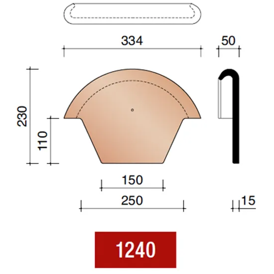 [DKO12840528] KOR. STORMPAN 44/993/401/451   ROOD (600) KOPPLAAT
