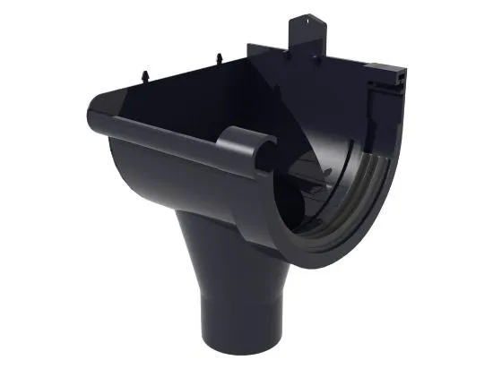 [DSC1505.0612] DAKGOOT SPRUITSTUK LINKS PVC ø125 ANTRACIET