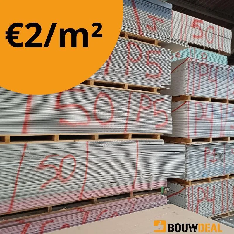 GIPSPLAAT 2 EURO/M² 13MM 250x120  PALLETVERKOOP